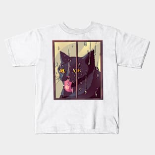 cat and window Kids T-Shirt